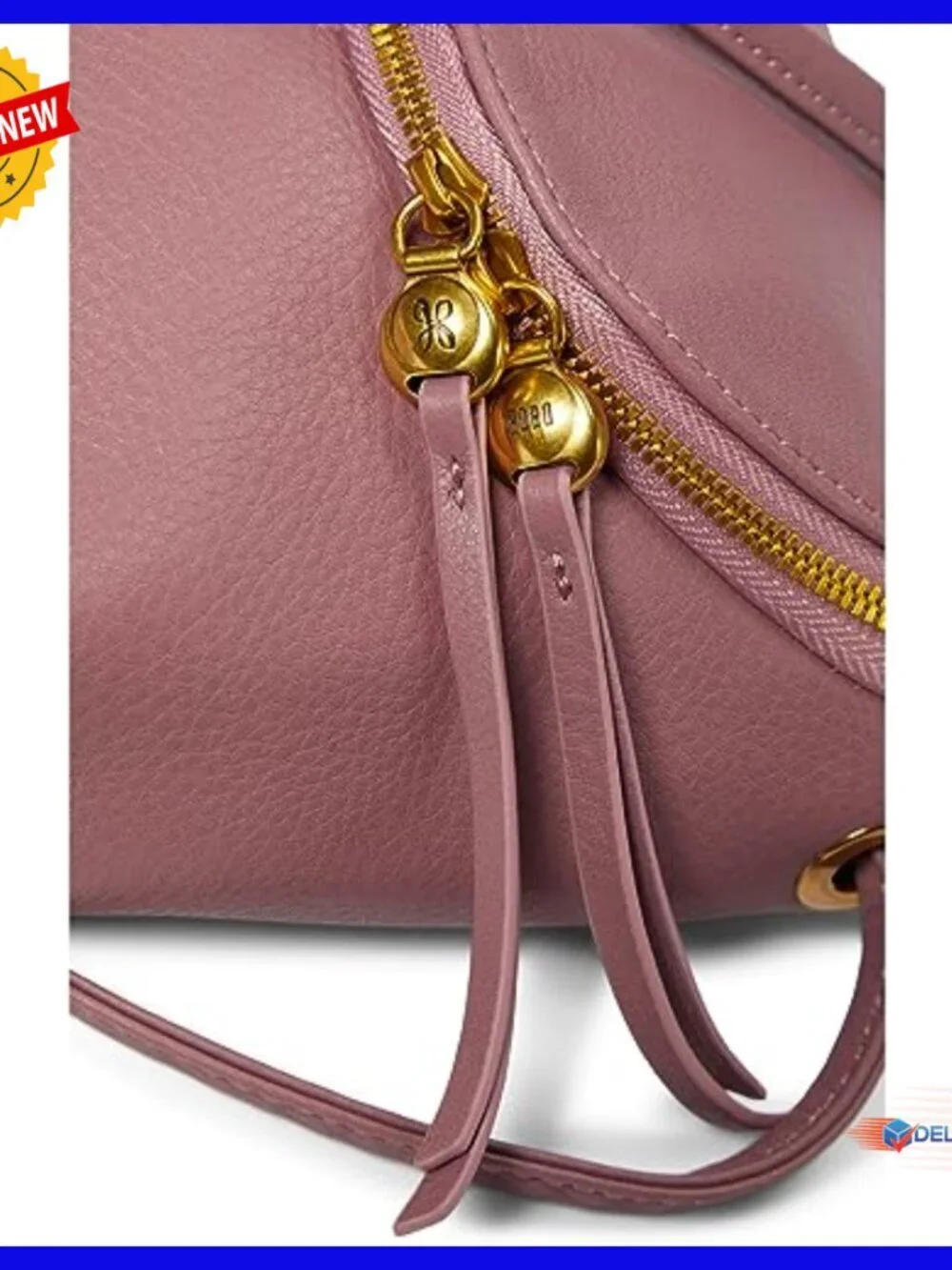 Leather Hobo Bag with Adjustable Crossbody Strap, Zip Closure